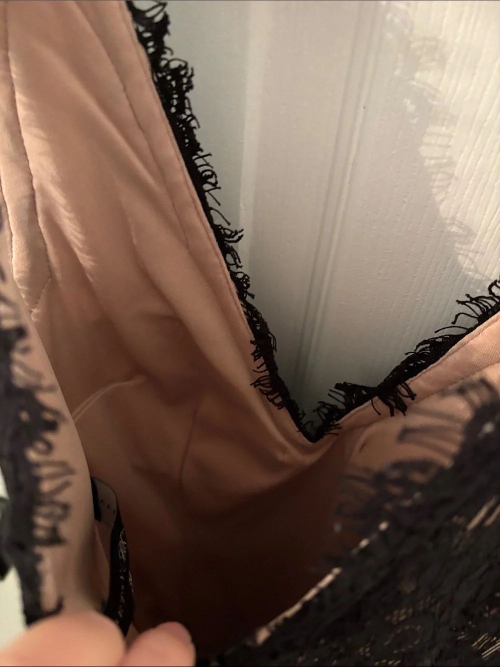 Betsy & Adam Black Lace Dress with Blush Lining